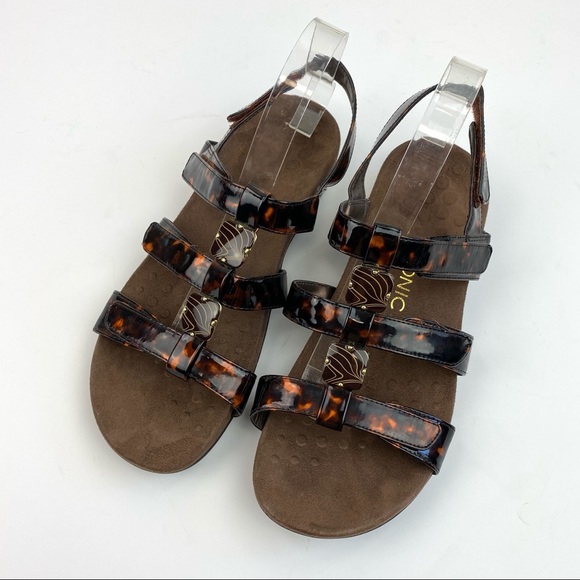 Vionic Shoes - Vionic 44 Amber Beaded T Strap Tortoise Sandals